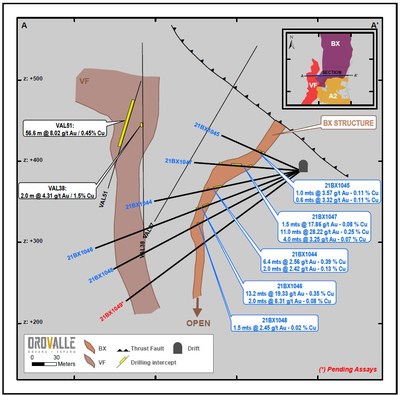 Figure 2. East Breccia (BX) Section (CNW Group/Orvana Minerals Corp.)