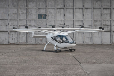 Volocopter joins Osaka Roundtable to bring UAM to Japan. VoloCity parked on the airfield.