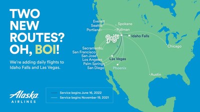 Alaska Airlines will fly daily nonstops from Boise to Idaho Falls and Las Vegas this summer.