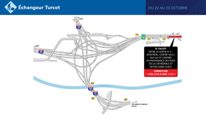 Réfection majeure des tunnels Ville-Marie et Viger - Fermeture d'un tronçon de la route 136 en direction est du 22 au 23 octobre 2021