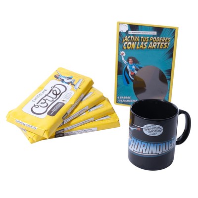 Chocolate Cortés limited edition hot chocolate bars featuring new La Borinqueña comic strips benefit Fundación Cortés via the new Activate Your Powers With the Arts program.