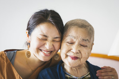 Portrait of old mother with cancer and her middle aged daughter - stock photo
Credit: Kohei Hara/Getty Images