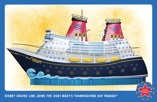 Disney Cruise Line will debut an enchanting cruise ship float in the 95th Macy’s Thanksgiving Day Parade. The imaginatively designed “ship” has been christened “Magic Meets the Sea” and offers a first look at the fantastical style of the Disney Wish. The float will feature 15 favorite Disney friends who represent the stories and experiences aboard Disney’s newest cruise ship. (Macy’s)