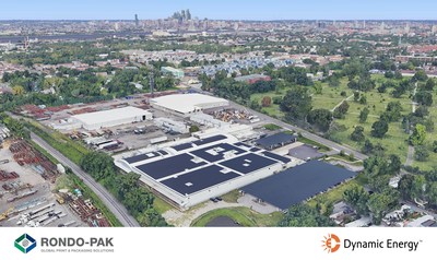 Rondo-Pak rooftop PV array designed and developed by Dynamic Energy (photorealistic rendering)