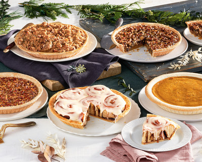 Make the last course the best one with Cracker Barrel's fresh-baked Holiday Pies including our new Cinnamon Roll Pie, Pumpkin Pie, Chocolate Pecan Pie, Pecan Pie and Apple Pecan Streusel Pie. Whole pies are $11.49 and available for pick up in the retail store from Oct. 26 to Dec. 24, while supplies last.