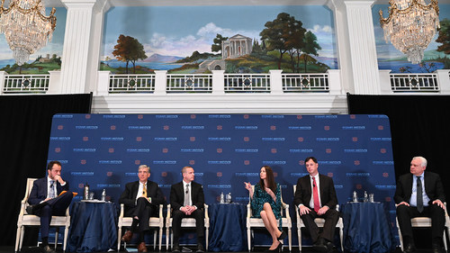 McCrary Institute Director Frank Cilluffo, National Cyber Director Chris Inglis, FBI Deputy Director Paul Abbate, Department of Homeland Security CISA Director Jen Easterly, NSA Director of Cybersecurity Rob Joyce, and Berkshire Hathaway Energy CEO William J. Fehrman shared the importance of collaboration between public and private sectors to help fend off cyber threats.