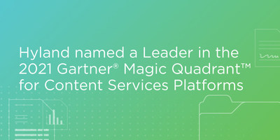 Hyland has been named a Leader in the 2021 Gartner Magic Quadrant for Content Services Platforms, the 12th consecutive year Hyland has achieved that recognition