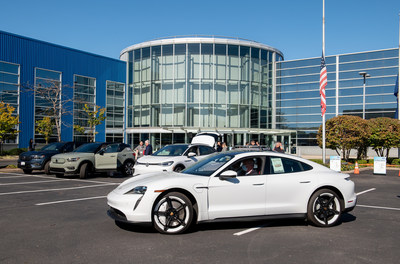 Legislators driving the Electric Vehicle Ride & Drive closed-course track at the Greater New York Automobile Dealers Association's Center for Automotive Education & Training in New York City.