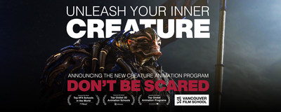 Vancouver Film School introduces new Creature Animation program to its School of Animation. (CNW Group/Vancouver Film School)