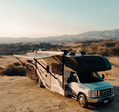 The Xpanse Awning is the only commercially available solar awning deployed at the push of a button, providing shade to RV users while simultaneously generating enough energy to power their off-grid adventures.