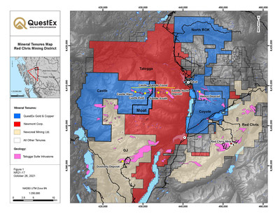 QuestEx has 100% ownership of one of the largest land packages in BC's Golden Triangle, including in the Red Chris Mining District (CNW Group/QuestEx Gold & Copper Ltd.)