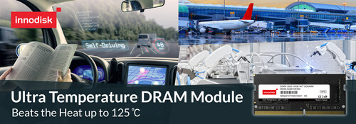 Innodisk Ultra Temperature DDR4 DRAM Module extends the standard industrial-grade maximum temperature up to 125℃ that meets the requirements of self-driving vehicles, fanless embedded systems, and mission-critical applications.
The Ultra Temperature series is available in SODIMM and ECC SODIMM with 16GB and 32GB capacity and is now available for sample distribution. (PRNewsfoto/Innodisk Corporation)