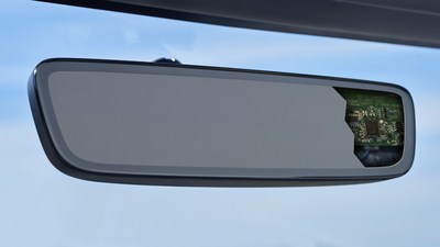Chamberlain Group's  ARQ® Integrated Universal Garage Access is directly installed into the Magna Infinity™ rearview mirror for integrated garage door control.
