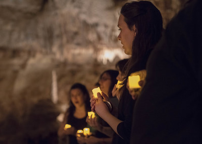 Acoustics in the cavern add to the beauty of live Christmas Carols