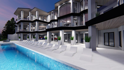 This rendering of the pool and surrounding deck at Pacific Place epitomizes refined yet comfortable luxury living in the modern age. The property’s position on its parcel - being located much closer to the water than is allowed under current zoning rules - is “grandfathered in,” meaning such a waterfront estate literally cannot be reproduced. OregonLuxuryAuction.com.