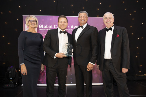 Jeremy Villalobos, COO of GoldConnect, proudly accepts the Wholesale Innovation Disruptor of the Year award at the 2021 Global Carriers Awards.