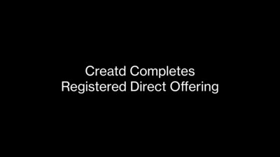 Creatd Completes Registered Direct Offering Priced At-The-Market Under Nasdaq Rules (PRNewsfoto/Creatd, Inc.)