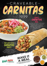 The two new carnitas menu items: Achiote Carnitas Bowl and Fiery West Style Carnitas Burrito