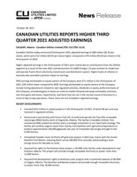 Canadian Utilities Reports Higher Third Quarter 2021 Adjusted Earnings