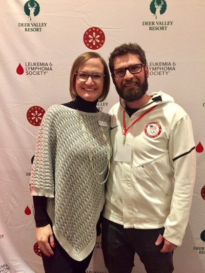 The Leukemia & Lymphoma Society Mountain Region Executive Director, Stacie Kulp and Shred For Red Committee Member and Olympian, Bryan Fletcher.
