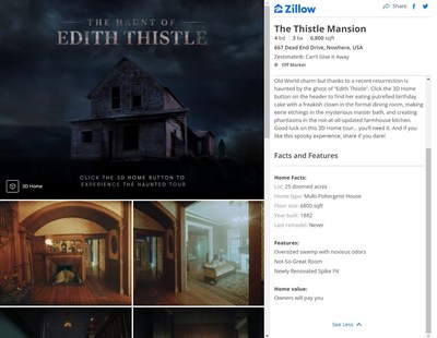 Zillow has created a first-of-its-kind interactive virtual haunted house