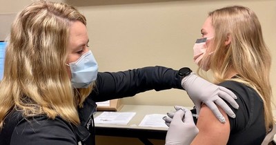 Mercy nurse gets a COVID-19 vaccine in December 2020. Mercy nurse gets a COVID-19 vaccine in December 2020.