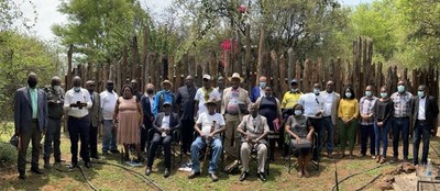 Representatives of the Traditional Authorities and Governors of Kavango East and Kavango West, along with ReconAfrica executives at an Oct.19 leadership meeting in the Traditional Authority of Hambukushu, Namibia.  (Photo: Courtesy of ReconAfrica) (CNW Group/Reconnaissance Energy Africa Ltd.)