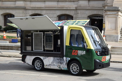Club Car Current EV LSV Fit-to-Task outfitted for hot or cold food service or campus catering.