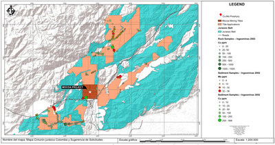 Figure 1 – Location of Mocoa Mining Titles and New Applications (CNW Group/Libero Copper & Gold Corporation.)