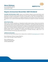Keyera Announces November 2021 Dividend (CNW Group/Keyera Corp.)