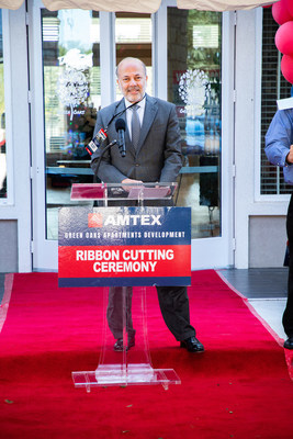 Mr. Arjun Nagarkatti, President, AMCAL/AMTEX, delivered remarks during the ribbon-cutting ceremony for the AMTEX Green Oaks Apartments in northeast Houston on October 28, 2021.