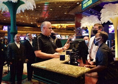 Caesars Sportsbook officially opened to take in-person sports bets in Louisiana at Harrah’s New Orleans on Sunday, Oct. 31, 2021.