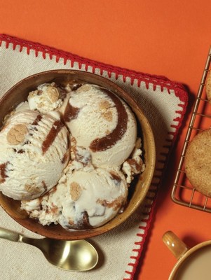 Baskin-Robbins' November Flavor of the Month, Snickerdoodle Chai, will give you one more thing to be thankful for this Thanksgiving. Swirling a cinnamon streusel ribbon through vanilla chai flavored ice cream with pieces of snickerdoodle dough throughout, this scoop is the unexpected yet classic combination of fall flavors you didn't know you needed.