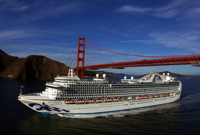 San Francisco’s hometown cruise ship, Ruby Princess, sails underneath the Golden Gate Bridge on a seven-day cruise along the California Coast, marking Princess Cruises’ first roundtrip cruise to depart the City by the Bay since the industry’s global pause.