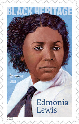 The 45th stamp in the Black Heritage series honors sculptor Edmonia Lewis, the first African American and Native American sculptor to achieve international recognition.