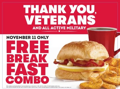 Wendy’s Celebrates Veterans and Active U.S. Military Members with FREE Breakfast Combo Offer* on Veterans Day