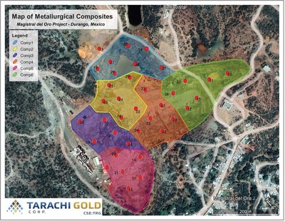 Figure 1 – Map of Metallurgical Composite Areas (CNW Group/Tarachi Gold Corp.) Figure 1 – Map of Metallurgical Composite Areas (CNW Group/Tarachi Gold Corp.)