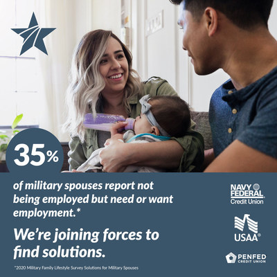 Navy Federal Credit Union, PenFed Credit Union, and USAA launch a new Military Spouse Employment Initiative with Blue Star Families.