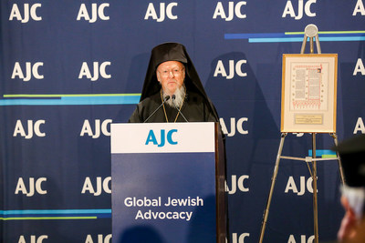 His All-Holiness Ecumenical Patriarch Bartholomew Speaks After Receiving American Jewish Committee Human Dignity Award.