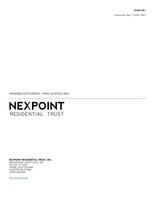 NexPoint Residential Trust, Inc. Reports Third Quarter 2021 Results