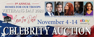 Homes For Our Troops' 5th Annual Veterans Day Celebrity Auction with Jake Tapper, George Clooney, Wynonna Judd, Don Cheadle and Mindy Kaling to raise funds for severely injured post-9/11 Veterans