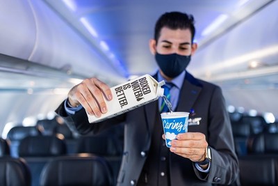 Alaska Airlines’ inflight water service is getting a planet-friendly upgrade. Boxed Water™ is a fully recyclable box-shaped carton of water, sealed with a plant-based cap.