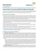 Keyera Corp. Announces 2021 Third Quarter Results (CNW Group/Keyera Corp.)