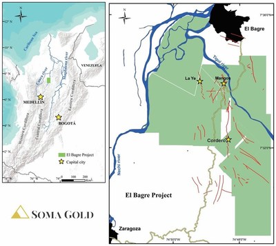 Map #1 plan view of project location. (CNW Group/Soma Gold Corp.) Map #1 plan view of project location. (CNW Group/Soma Gold Corp.)