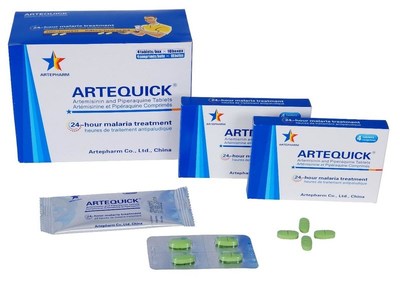 Tabletas de artemisinina y piperaquina Artequick desarrolladas por Artepharm Co., Ltd. (PRNewsfoto/Guangdong New South Traditional Chinese Medicine Institute)
