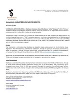 ShaMaran August 2021 Payments Received (CNW Group/ShaMaran Petroleum Corp.)