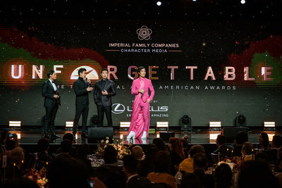 Joshua Dela Cruz, Alex Landi, Simu Liu and Eugene Lee Yang at the Annual 2019 Unforgettable Gala hosted by Character Media at the Beverly Hilton on December 14, 2019 in Los Angeles, CA