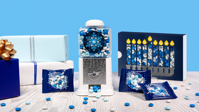Personalized M&M’S Blue Snowflake Dispenser in White Box