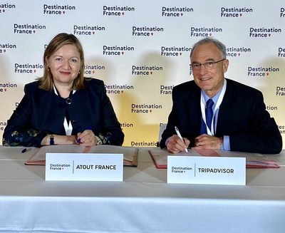 Atout France CEO, Caroline Leboucher, and Tripadvisor CEO and co-founder, Stephen Kaufer
