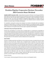 Pembina Pipeline Corporation Declares November 2021 Common Share Dividend (CNW Group/Pembina Pipeline Corporation)